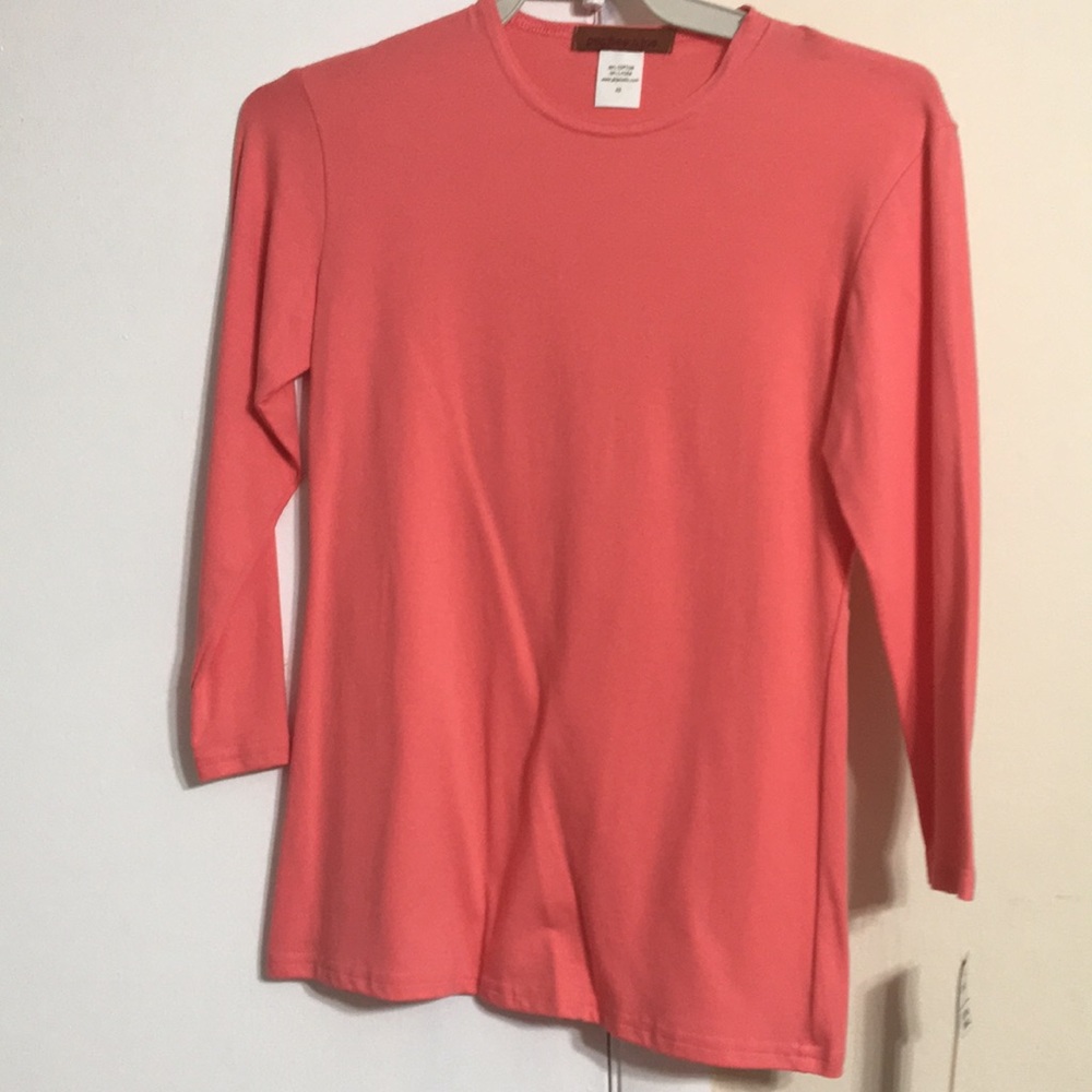 Coral three quarter sleeve T-shirt